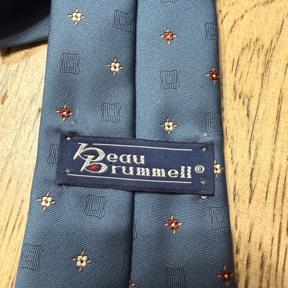 Beau Brummell Mens Blue Micro Dot Polyester Necktie - Picture 3 of 5